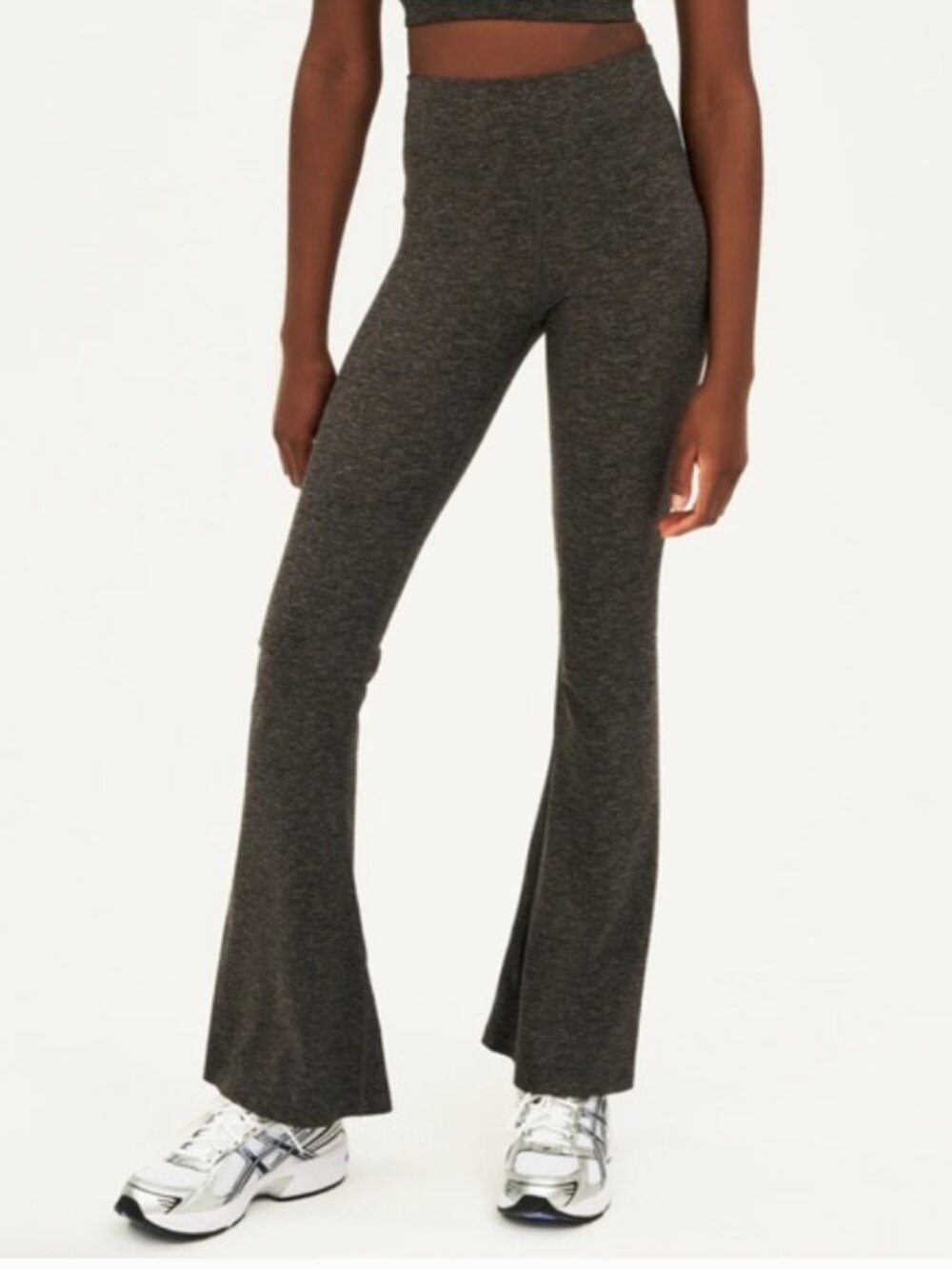 SPLITS59 Raquel Airweight High Rise Flare Leggings in Heather Gray 32" S $138